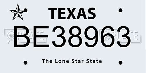 BE38963 Texas License Plate