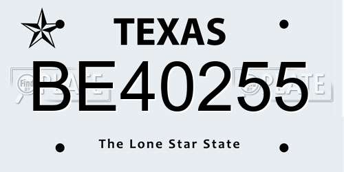 BE40255 Texas License Plate