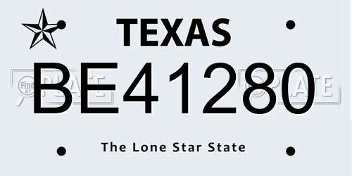 BE41280 Texas License Plate
