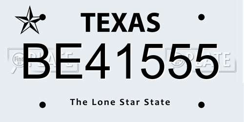BE41555 Texas License Plate