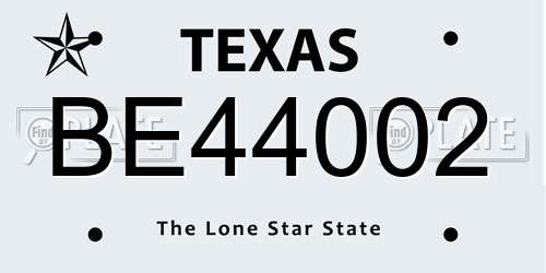 BE44002 Texas License Plate