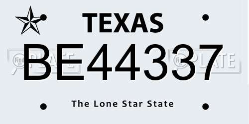 BE44337 Texas License Plate