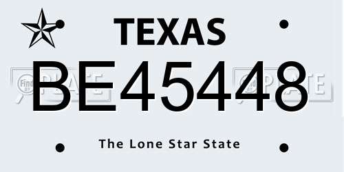 BE45448 Texas License Plate