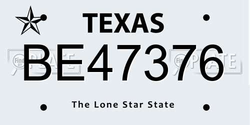 BE47376 Texas License Plate