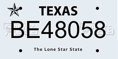 BE48058 Texas License Plate