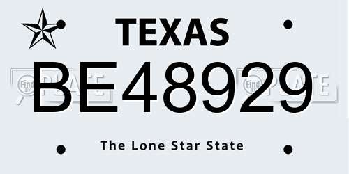 BE48929 Texas License Plate