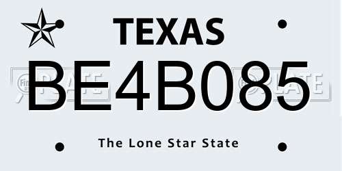 BE4B085 Texas License Plate