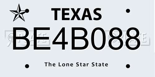 BE4B088 Texas License Plate