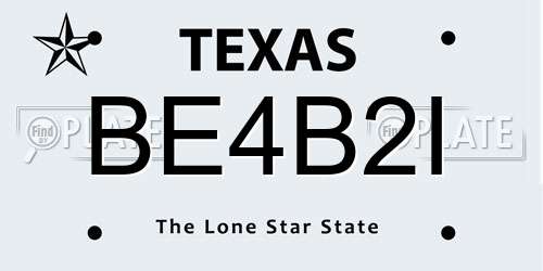 BE4B2I Texas License Plate