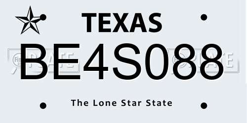 BE4S088 Texas License Plate
