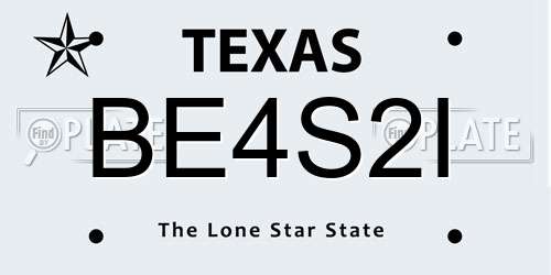 BE4S2I Texas License Plate