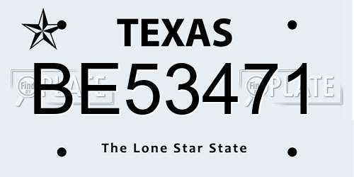 BE53471 Texas License Plate
