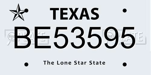 BE53595 Texas License Plate