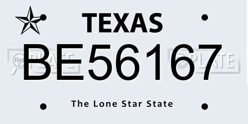 BE56167 Texas License Plate