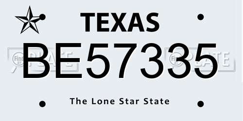 BE57335 Texas License Plate