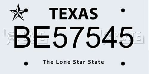 BE57545 Texas License Plate