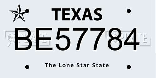 BE57784 Texas License Plate