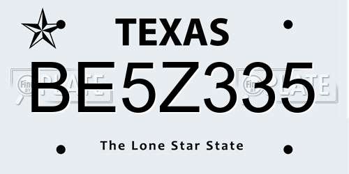 BE5Z335 Texas License Plate