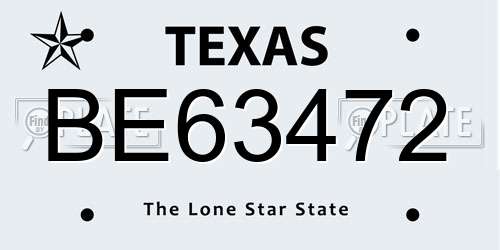 BE63472 Texas License Plate
