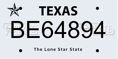 BE64894 Texas License Plate