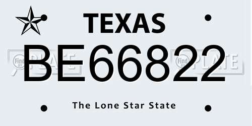 BE66822 Texas License Plate