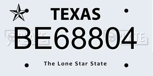 BE68804 Texas License Plate