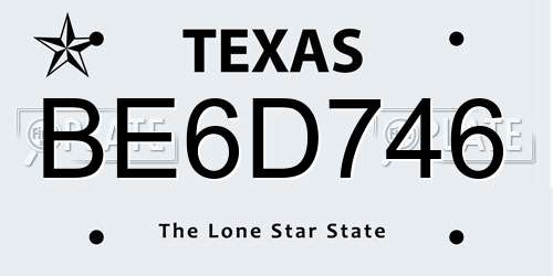 BE6D746 Texas License Plate