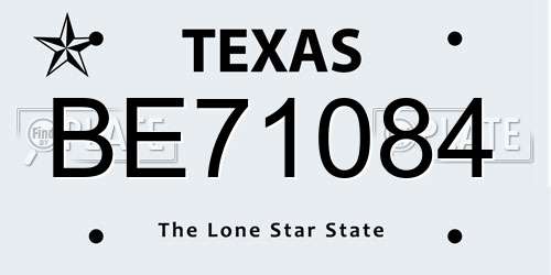 BE71084 Texas License Plate