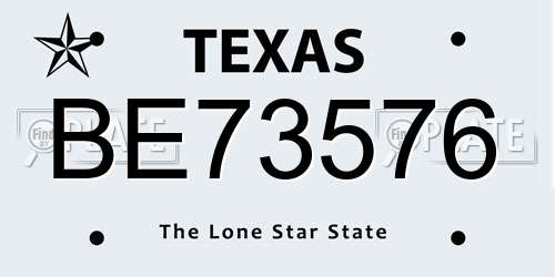 BE73576 Texas License Plate