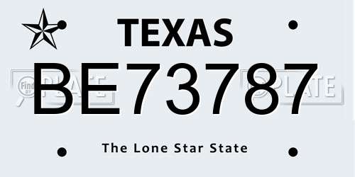 BE73787 Texas License Plate