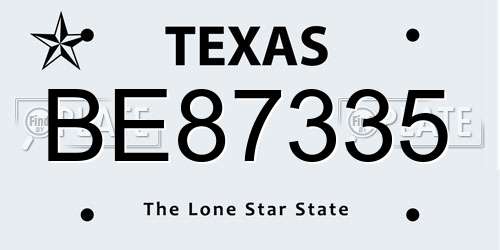 BE87335 Texas License Plate