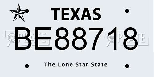 BE88718 Texas License Plate