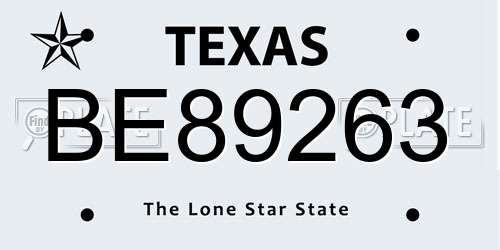 BE89263 Texas License Plate