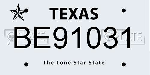 BE91031 Texas License Plate
