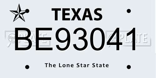 BE93041 Texas License Plate