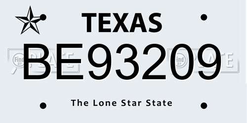 BE93209 Texas License Plate
