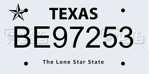 BE97253 Texas License Plate