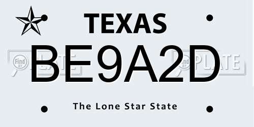 BE9A2D Texas License Plate