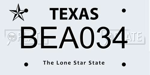 BEA034 Texas License Plate