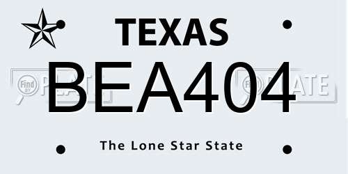 BEA404 Texas License Plate