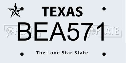 BEA571 Texas License Plate