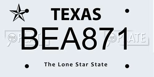 BEA871 Texas License Plate