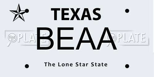 BEAA Texas License Plate