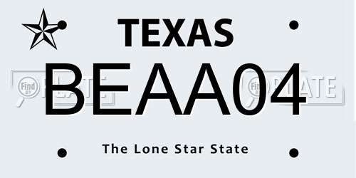BEAA04 Texas License Plate
