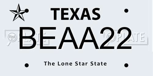 BEAA22 Texas License Plate