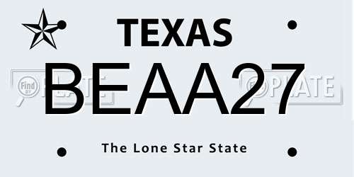 BEAA27 Texas License Plate