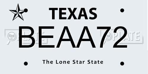 BEAA72 Texas License Plate