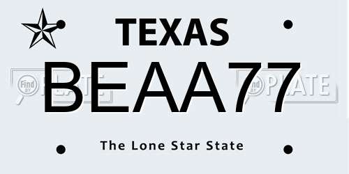 BEAA77 Texas License Plate