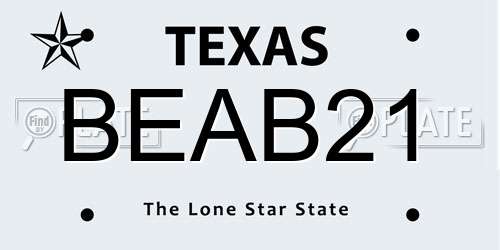 BEAB21 Texas License Plate