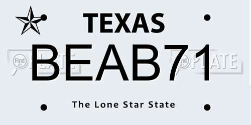 BEAB71 Texas License Plate